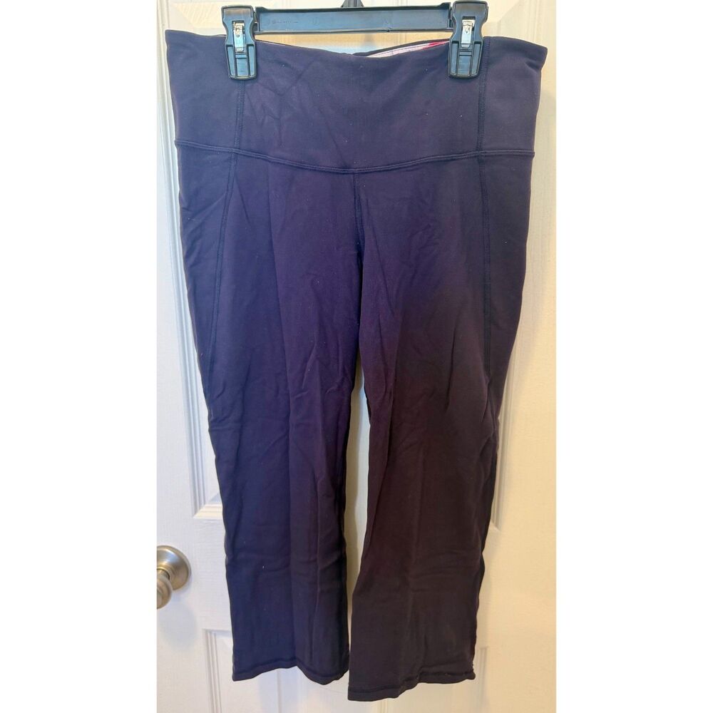 Lululemon Gather and Crow Crop Leggings Size 8 Navy Multicolor Waistband